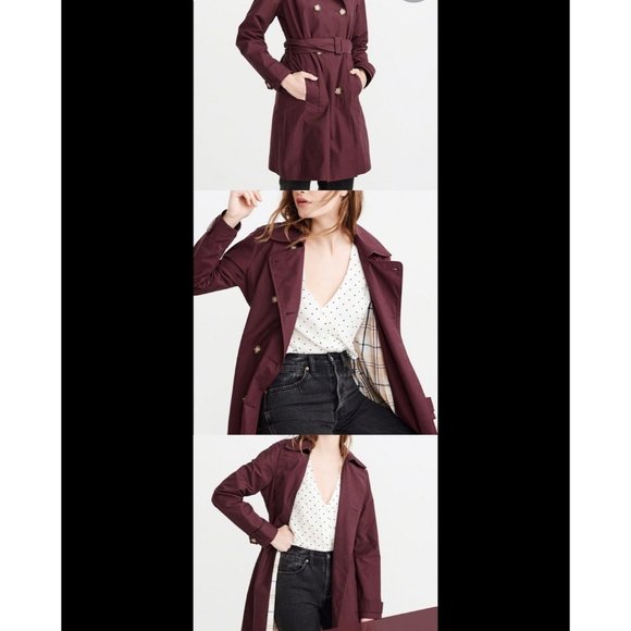 Abercrombie & Fitch Jackets & Blazers - A&F BURGUNDY TRENCH COAT LARGE